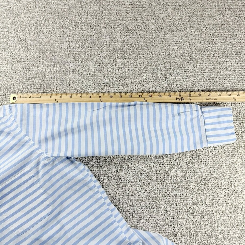 Massimo Dutti Striped Button Up Long Sleeve White Blue Men’s Size Medium - Picture 5 of 7